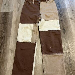 Hollister Brown and Tan Patchwork Pants
